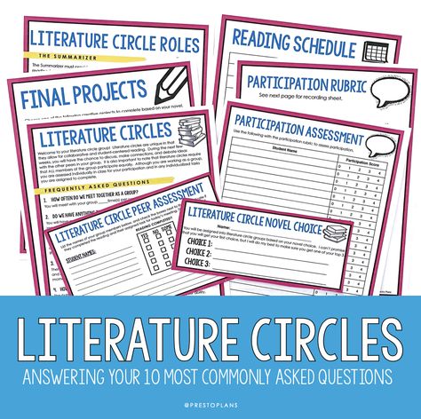 Elements Of Fiction Middle School, Literature Circles Middle School, Literary Terms Middle School, Literature Circle Roles, Teacher Giveaway, Middle School Ela Classroom, English Teacher Resources, 5th Grade Ela, 6th Grade Reading