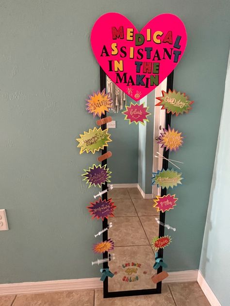 Classroom Mirror, Mirror Affirmations, Affirmation Mirror, Affirmation Inspiration, Classroom Boards, Medical Assistant, San Diego, Affirmations, Medical