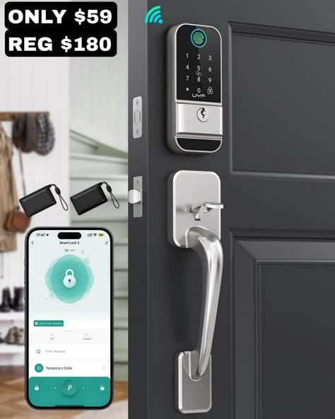 WiFi Smart Door Lock Set: Fingerprint Keyless Entry Front Door Lock with Handle and Getway Digital Keypad Deadbolt Electronic Bluethooth Lock Remote App Control Grey Use Code: 50U8O2K1 https://amzn.to/3Cc21oI Only $59 L!nk to purchase is located in my bio/profile @minionrun_deals #amazondeals #amazonfinds #amazon #sale #hotdeals #promo #code Keyless Entry Front Door, Iot Security, Entry Front Door, Digital Door Lock, Front Door Locks, Smart Door Locks, Amazon Sale, Smart Door, Lock Set