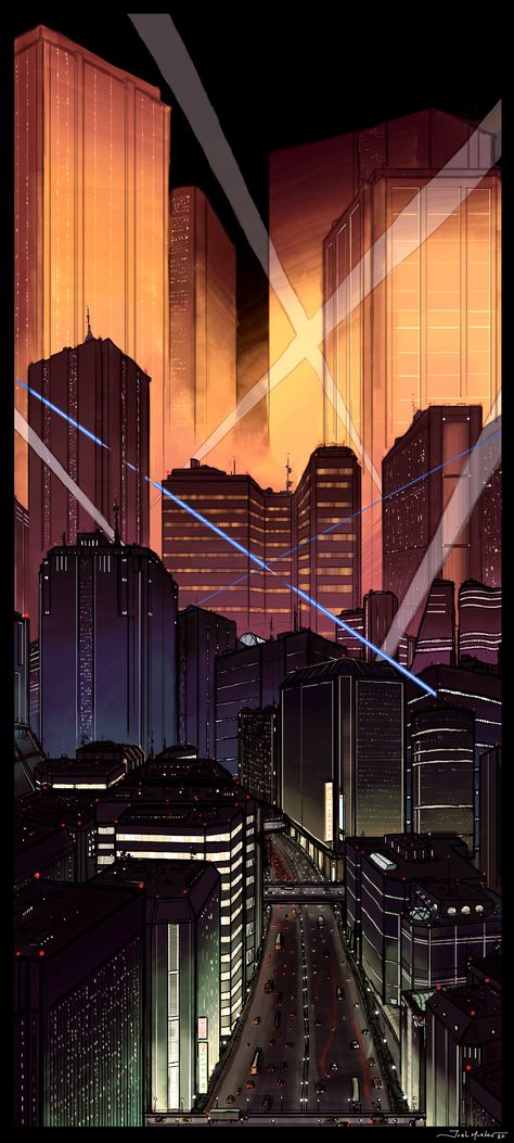 Art Deco City, Dark Deco, Art Deco Illustration, City At Night, New Retro Wave, Cyberpunk City, Arte Cyberpunk, Cool Wallpapers Art, Cyberpunk Art