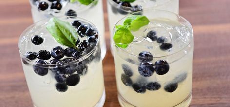 Blueberry-Basil Limeade by Ree Drummond Blueberry Basil, Food Network Recipes Pioneer Woman, Blueberry Gin, Ree Drummond Recipes, Limeade Recipe, Lime Drinks, Basil Lemonade, Almond Smoothie, Cocktail And Mocktail