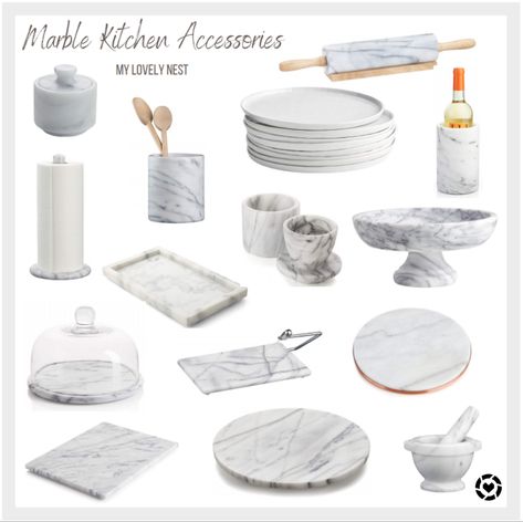 Marble Kitchen Utensils, Marble Tray Decor Kitchen, Marble Products Ideas, Marble Mortar And Pestle, White Marble Color Palette, Marble Tray Kitchen, Marble Lazy Susan Decor, Marble Tray Decor, Marble Trivet