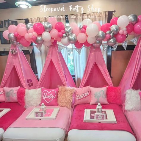 Happy National Sleepover Day! 🎉✨ Dive into the world of dreams with our top party themes! From Bohemian Romance to Taylor Swift vibes, Enchanted Gardens to Barbie dreams, and Let's Glow Crazy to Luxe Glam nights, we've got the inspo to make your sleepovers unforgettable! 💫✨ Let's celebrate your special milestones in style! Click the link in bio to book now. 🌙💕 #sleepoverpartyshop #SleepoverPartyGoals #njpartyrentals #nycpartyrentals #njpartyplanner #nycpartyplanner #NationalSleepoverDay #Pa... Barbie Dream House Party, Barbie Sleepover Party, Barbie Movie Party, Taylor Swift Vibes, Barbie Silhouette, Party Sleepover, Enchanted Gardens, Glamping Tent, Barbie Birthday Party