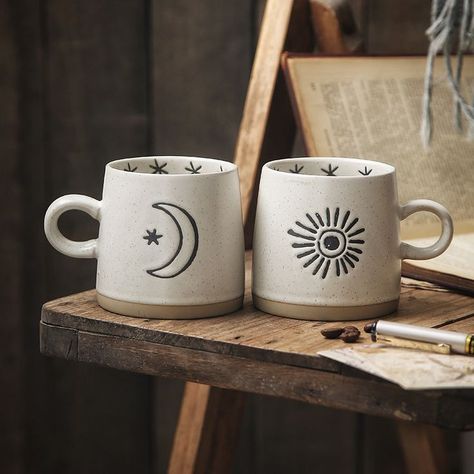 Pottery Sun, Ceramic Sun, Mug Product, Moon Mug, Ceramic Cafe, Handmade Mugs, Paint Your Own Pottery, Pottery Pot, Pottery Painting Designs