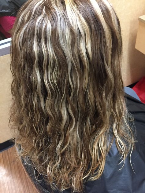 Chunky Blonde Highlights, Skunk Hair, Brown Wavy Hair, Blonde Highlights On Dark Hair, Highlights Curly Hair, Brown Curly Hair, Hair Inspiration Long, Brunette Hair With Highlights, Hair Streaks