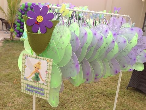 Fairy wings at a Tinkerbell Party #tinkerbell #party Fairies Birthday Party, Pirate Fairy Party, Tinkerbell Wings, Fairy Tea Parties, Tinkerbell Fairies, Tinkerbell Party, Girl Bday Party, Fairy Garden Party, Fairy Birthday Party