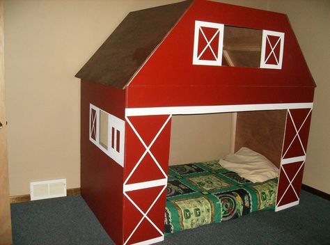 kids barn bed | Barn Bed Tractor Bedroom Ideas, Cool Kids Beds, Boys Room Farmhouse, Tractor Bedroom, Barn Bed, Farm Bedroom, Farm Room, Ikea Design, Kids Beds