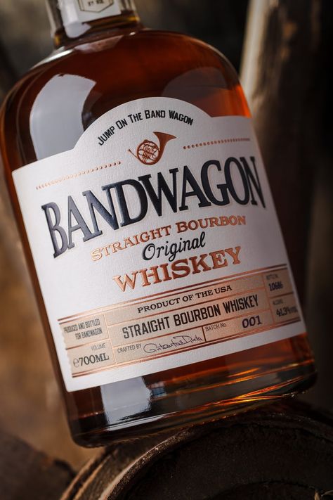 Bandwagon on Packaging of the World - Creative Package Design Gallery Bourbon Label Design, Whisky Bottle Design, Honey Vodka, Whisky Label, Whiskey Bottle Labels, Whiskey Packaging, Whiskey Logo, Vodka Labels, Whiskey Label