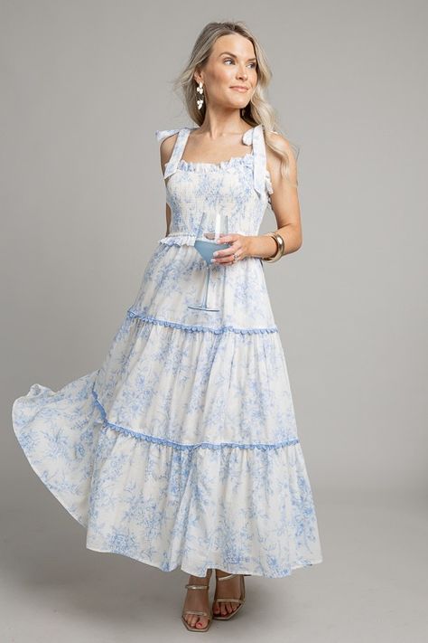 Long Church Dresses, Cotton One Piece Dresses, Cute Church Dresses, Light Blue Maxi Dress, Baby Blue Outfit, Toile Dress, Sunday Dresses, Fall Ootd, Outfit Styles