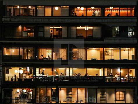 Night Window, Facade Lighting, Abstract Pictures, Window Light, Light Building, Kyoto Japan, City Aesthetic, Residential Building, Buy Prints