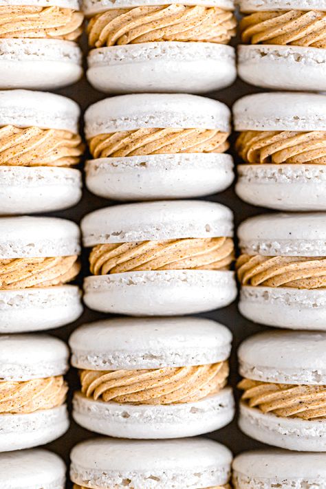 Vanilla Bean Macarons, Cream Filling Recipe, Pumpkin Buttercream, Low Fodmap Snacks, Fodmap Snacks, Vanilla Macarons, Macaron Filling, Macaron Cookies, Macaroon Recipes