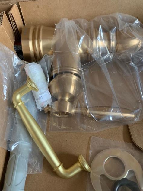 Review photo 1 Moen Weymouth Kitchen Faucet, Kitchen Faucet With Sprayer, Fresh Farmhouse, Gold Fixtures, Fast Cleaning, Kitchen Faucets, Overhead Lighting, Faucet Handles, Lotion Dispenser