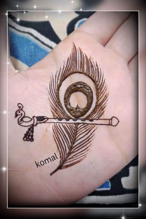 Easy Krishna Mehendi Designs, மெஹந்தி டிசைன், Radha Krishna Mehendi Designs, Morpankh Mehandi Design, Krishna Mehandi Design, Mehndi Practice, Simple Henna Designs Hand, Mehendi Ideas, Beauty Salon Marketing