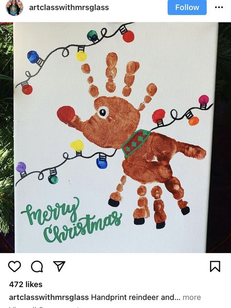 Handprint Reindeer, Baby Art Crafts, Baby Christmas Crafts, Handprint Christmas, Christmas Crafts For Toddlers, Baby Art Projects, Toddler Art Projects, Preschool Christmas Crafts, Toddler Arts And Crafts