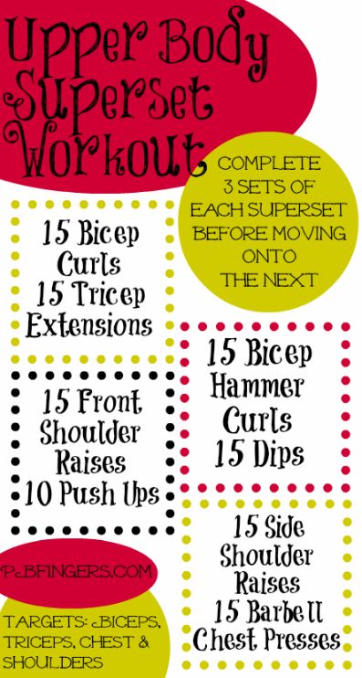 Supersets are great for a couple reasons. You work muscles on opposite sides of a body part which "doubly" increases blood flow to get the pump. Also spend less time in the gym with no rest periods. Upper Body Superset Workout, Upper Body Superset, Superset Workout, Beginner Pilates, Peanut Butter Fingers, Butter Fingers, Pilates Video, Fitness Challenges, Exercise Ideas