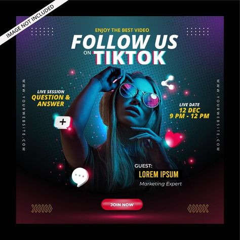 For Instagram Post, Tiktok Ads, Effective Ads, Social Media Business Cards, Key Performance Indicators, Create Ads, Promotional Design, Social Media Logos, Marketing Goals