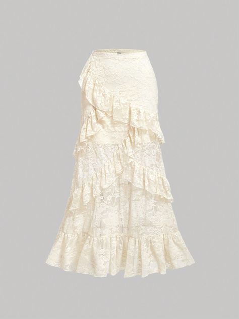 SHEIN MOD Women's Lace Crisscross Ruffle Apricot Color See-Through Holiday Maxi Skirt,Party Skirt,Bridgerton Style,Flowy SkirtI discovered amazing products on SHEIN.com, come check them out! Flowy Ruffled Skirt, Making Outfits, Bridgerton Style, Apricot Color, Party Skirt, Plus Size Skirts, Flowy Skirt, Ruffle Skirt, Women Lace