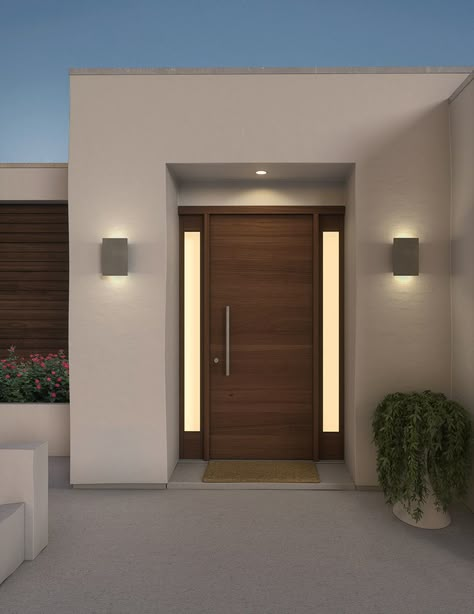 Diy Outdoor Lights, Modern Exterior Doors, Modern Entry, Modern Entrance, Entrance Door Design, Front Door Design, Main Entrance, Ideas Casa, Entrance Door