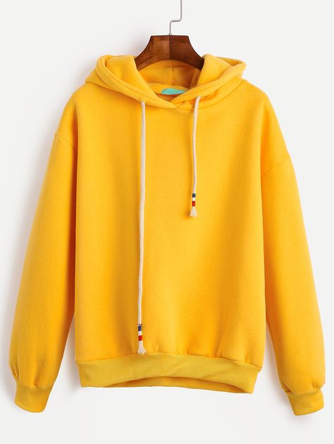 Shop Yellow Drop Shoulder Drawstring Hooded Sweatshirt online. SheIn offers Yellow Drop Shoulder Drawstring Hooded Sweatshirt & more to fit your fashionable needs. Hoodie Yellow, Yellow Clothes, Womens Sweatshirts Hoods, Yellow Hoodie, Yellow Outfit, Yellow Sweatshirt, Winter Sweatshirt, Hoodie Pullover, Sweatshirts Online