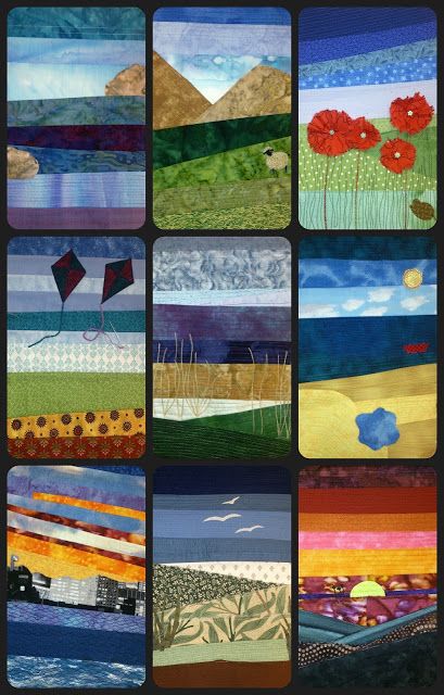 Quilt Landscape, Landscape Quilting, Landscape Art Quilts, Landscape Quilt, Quilt Modernen, Fabric Postcards, Art Quilting, Fabric Cards, Landscape Quilts