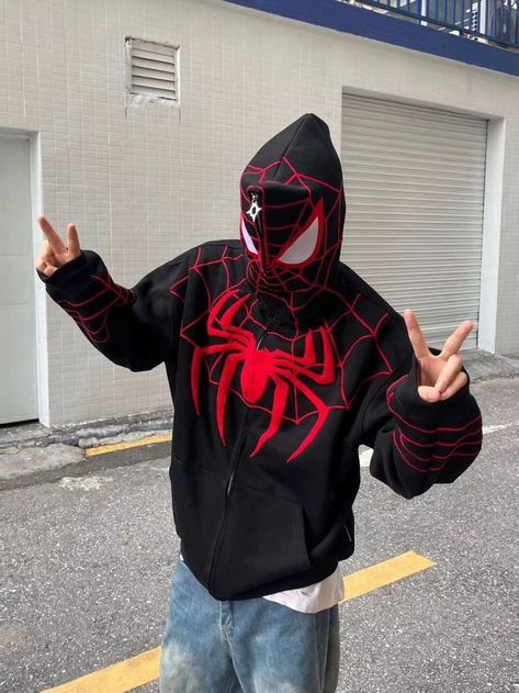 Spiderman Hoodie, Matching Hoodies For Couples, Zipper Sweatshirt, Oversized Streetwear, Matching Couple Outfits, Couples Hoodies, Hoodie Outfit, Couple Outfits, Korean Outfits