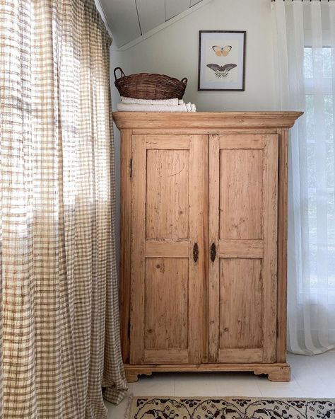 Slow Living Bedroom, Armoire In Nursery, Antique Furniture In Modern Home, Armoire Decor, Spontaneous Trips, Tent Living, Home Decor Color, Minimalism Interior, So Nice