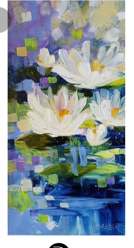 Acrylic Painting Flowers, Flower Painting Canvas, Landscape Paintings Acrylic, Urban Sketchers, White Lilies, Impressionist Paintings, Flower Art Painting, Painting Art Projects, Water Lilies