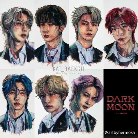 Dark Moon Characters, Long Hair Cut Short, The Haircut, Vampire Boy, Long To Short Hair, Fandom Kpop, Moon Drawing, Kpop Drawings, Dark Moon