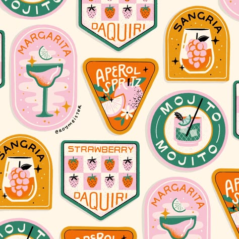 Illustrator + Designer + Artist | Megan Roy Logos Retro, Retro Logo Design, Hat Bar, Scout Badges, Conversational Prints, Logos Vintage, Wallpaper Retro, Sticker Inspo, Logos Ideas