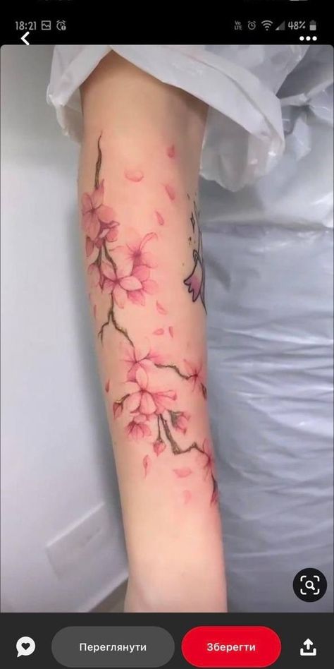 Sleeve Tattoos For Women Cherry Blossom, Cherry Blossom Sleeve Tattoos For Women, Cherry Blossom Wrap Tattoo, Cherry Blossom Filler Tattoo, Cherry Blossom Tattoo Arm For Women, Cherry Blossom Tattoo Watercolor, Cherry Blossom Tattoo Wrap Around Arm, Sakura Arm Tattoo, Cherry Blossom Arm Tattoo Sleeve