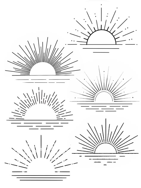 Sun Rays Drawing, Line Flash Tattoo, Half Sun Tattoo, Sun Rays Tattoo, Tattoo Klein, Sunrise Tattoo, Tattoo Portfolio Ideas, Ray Tattoo, Vintage Tattoo Design