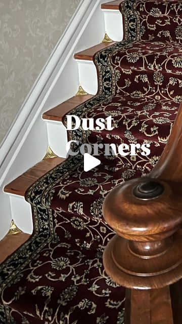 Willow & Craig (Track) on Instagram: "I bought these brass dust corners a couple months ago and finally got around to putting them on the stairs. Adding the little details is sometimes the most fun. I mean tedious while you’re doing it, but fun afterwards.   #dustcorners #victorianhouse #victorianstaircase #italianatefarmhouse #valleyvictorian" Dust Corners Stairs, Stair Corner Dust, Stair Corner, Dust Corners, Victorian Staircase, Georgian House, Georgian Homes, Home Hacks, Dream Home Design