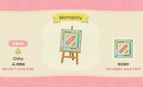 Animal Crossing: New Horizons Monopoly custom design code Nintendo Switch Animal Crossing, Motif Acnl, Animal Crossing Patterns, Acnh Qr Codes, Ac Codes, Codes Animal Crossing, Acnh Patterns, Animal Crossing 3ds, Acnh Custom Designs