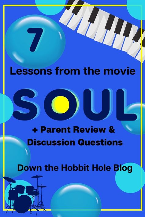 The pixar disney movie is now streaming on disney plus. It's a beautiful movie that reminds us of so many important things, but mainly that life is beautiful. Find our full soul parent review and soul discussion questions here. Plus 7 lessons from Soul. Soul The Movie, Movie Lesson Plans, Activity Therapy, Soul Movie, Soul Winning, Movie To Watch, Counseling Lessons, Teaching Lessons, Hobbit Hole