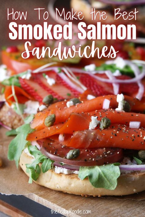 Salmon Sandwich Recipes, Salmon Sandwiches, Lox Bagel, Best Smoked Salmon, Too Hot To Cook, Smoked Salmon Sandwich, Salmon Bagel, Lox And Bagels, Salmon Sandwich