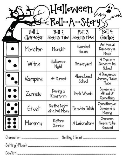 Grammar corner Halloween ESL Roll-A-Story Activity Sheet Roll A Story, Halloween Writing, Teaching Holidays, 3rd Grade Writing, 2nd Grade Writing, 4th Grade Writing, Halloween Classroom, Writer Workshop, Writing Lessons