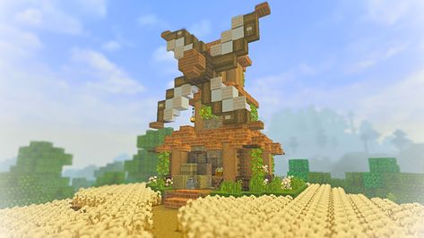 A cozy windmill to add a little flavour to your minecraft farms and wheat fields :) #minecraftbuildingideas #minecraft #windmill #farm #wheat #cozy #youtube Wheat Farm Minecraft, Build A Windmill, Minecraft Farms, Minecraft Decor, Wheat Farm, Small Windmill, Cottagecore Minecraft, Big Farm, Minecraft Farm