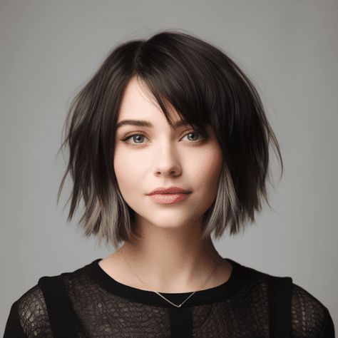 Razor Bob With Bangs, Chin Length Choppy Bob With Bangs, Dark Brown Shaggy Bob, Soft Fringe Bangs Short Hair, Short Bob With Long Front Pieces, A Line Bob With Bangs Round Face, Layered Bob With Bangs Straight Hair, Long Shaggy Bob For Fine Hair, Short Bob Hairstyles 2023 Trends