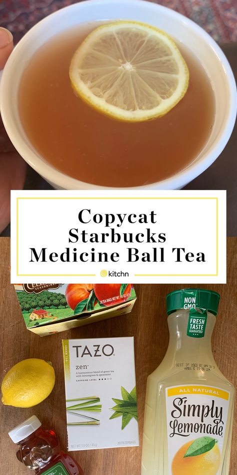 Starbucks Medicine Ball Tea, Coffee Concoctions, Starbucks Medicine Ball Recipe, Medicine Ball Tea, Starbucks Medicine Ball, Copycat Starbucks, Thing To Make, Sick Remedies, Starbucks Drinks Recipes