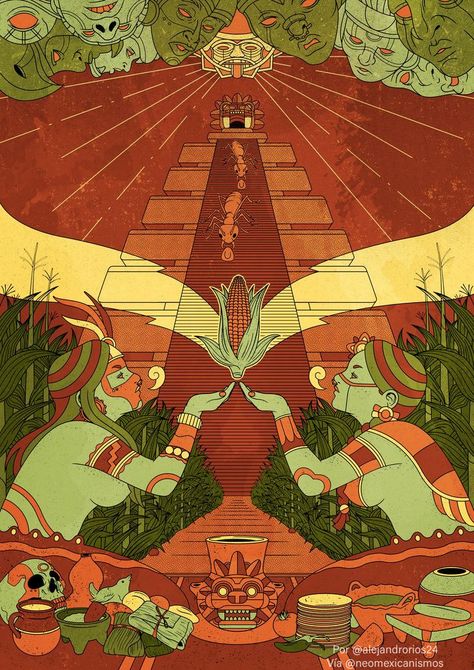 Follow @neomexicanismos and get more of the good stuff by joining Tumblr today. Dive in! Mayan History, Maya Art, Latino Art, Mexican Culture Art, Aztec Culture, Modern Graphic Art, Aztec Art, Celestial Art, Poster Illustration