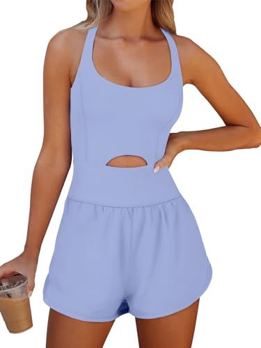 Caracilia Womens Workout Romper Running Onesie Short Athletic One Piece Jumpsuits Casual Summer Outfits Exercise Gym Clothes Summer Set Outfits, Workout Romper, Jumpsuits Casual, Summer Activewear, Summer Sets, Womens Workout, Exercise Gym, Running Short, One Piece Outfit