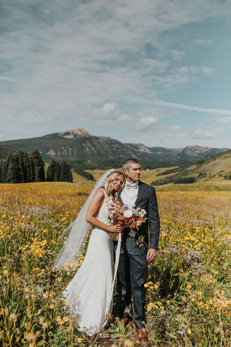 Spring Wedding Mountains, Crested Butte Colorado Wedding, Mountain Wedding Summer, Mountain Wedding Garden Crested Butte, Crested Butte Elopement, Spring Mountain Wedding, Wedding Views, Summer Mountain Wedding, Mountain Wedding Dress