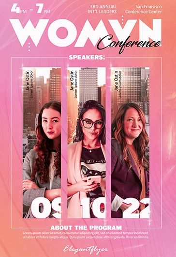 Women’s Conference Flyer, Conference Announcement Design, Conference Poster Design Ideas, Women Conference Flyer Design, Womans Conference, Business Conference Poster, Poster Conference, Conference Poster Design, Woman Conference