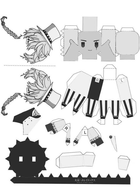 Anime Paper Template, Bsd Paperized, Bsd Paper Figures, Nikolai Papercraft, Fyodor Papercraft, Bsd Template, Chuuya Papercraft, Dazai Papercraft, Bsd Crafts