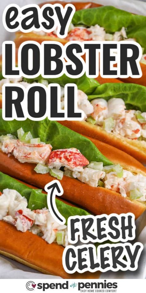 Homemade Lobster Roll, Main Lobster Rolls, Healthy Lobster Roll, Cold Lobster Roll, Scallop Appetizer, Lobster Roll Recipe, Lobster Roll Recipes, Mayo Dressing, On A Bun