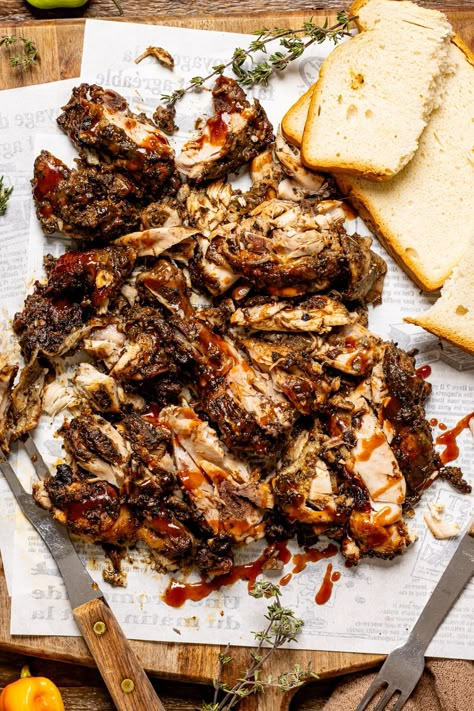 Authentic Jerk Marinade, Jerk Chicken Oven Baked, Authentic Jamaican Jerk Chicken Recipe, Jamaican Sandwich, Caribbean Chicken Recipes, Jerk Chicken Baked, Jerk Chicken Slow Cooker, Shredded Jerk Chicken, Jerk Chicken Breast Recipe