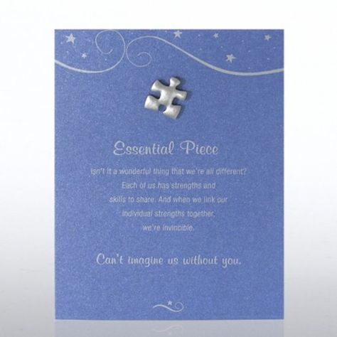 Essential Piece on Blue Card Character Pin Puzzle Theme, Work Appreciation, Card Character, Staff Appreciation Gifts, Morale Boosters, Appreciation Ideas, Volunteer Appreciation, Staff Gifts, Blue Card