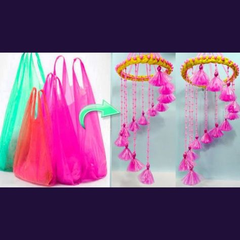 Windchimes Diy, Plastic Bag Crafts, Butterfly Art Drawing, Craft Easy, Bag Craft, How To Make Toys, Diy Tassel, Waste Management, Flower Diy