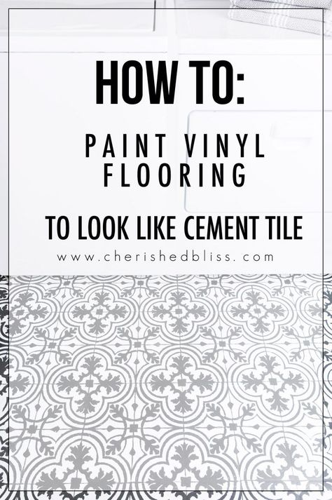 Got ugly Vinyl Floors? With this step by step tutorial you can learn how to Paint Vinyl Floors to look like the trendy cement tile everyone loves! Painted Vinyl Floors, Paint Vinyl, Vinyl Floors, Painted Vinyl, Painted Floor, Linoleum Flooring, Encaustic Tile, Learn How To Paint, Bathroom Redo