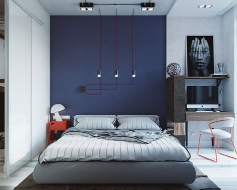 Apartment for a young man. 56m². #design #intrior #architecture #bedroom #TVzone Young Mans Bedroom Ideas Modern, Young Mans Bedroom Ideas Small Spaces, Mans Bedroom Ideas, Man Room Design, Young Man Bedroom, Young Mans Bedroom Ideas, Young Mans Bedroom, Man Bedroom, Mens Bedroom Decor